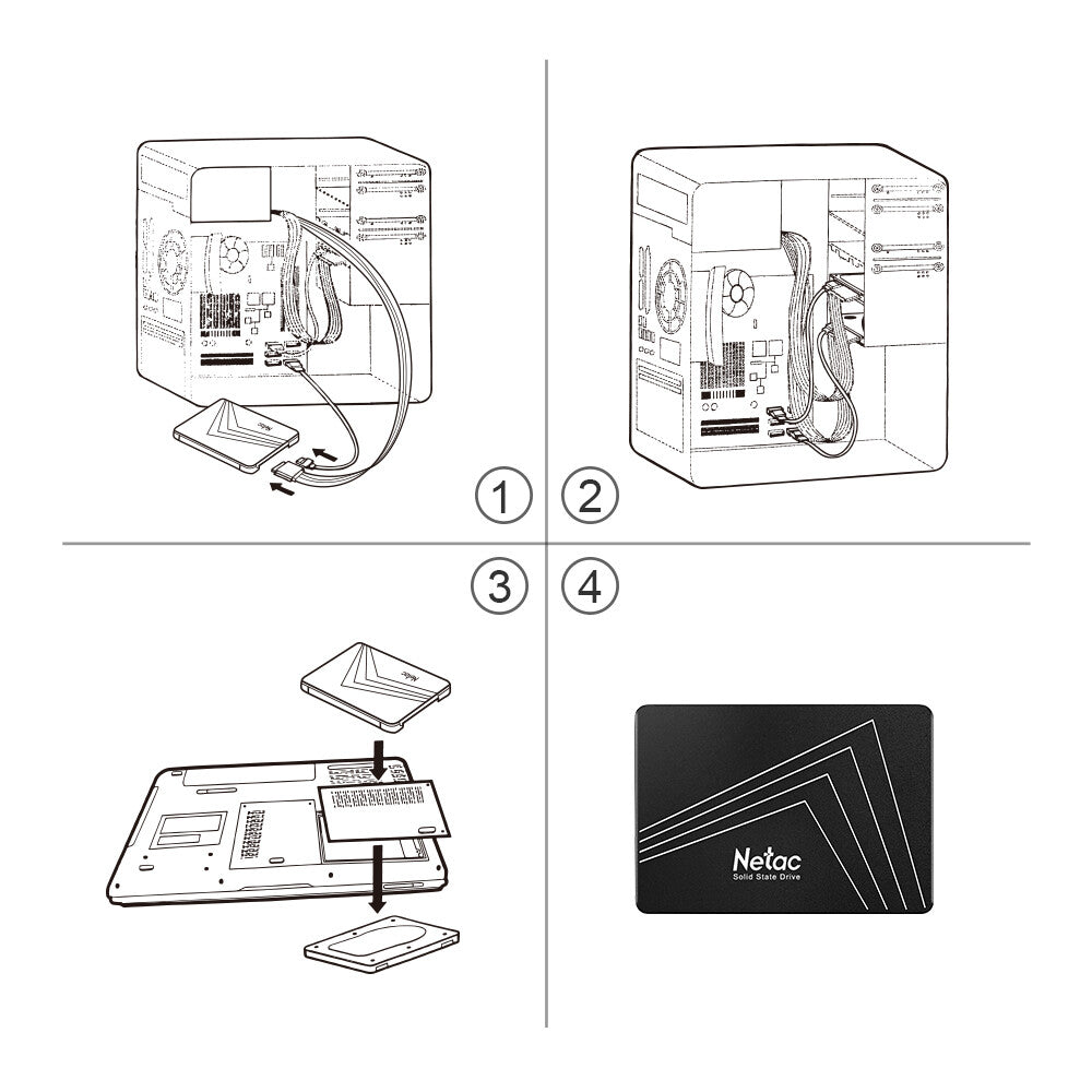 Netac 512GB SSD 2.5'' SATA III 6 Gb/S Internal Solid State Drive 500Mb/S PC/MAC