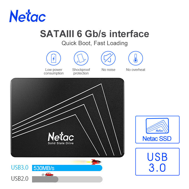 Netac 512GB SSD 2.5'' SATA III 6 Gb/S Internal Solid State Drive 500Mb/S PC/MAC