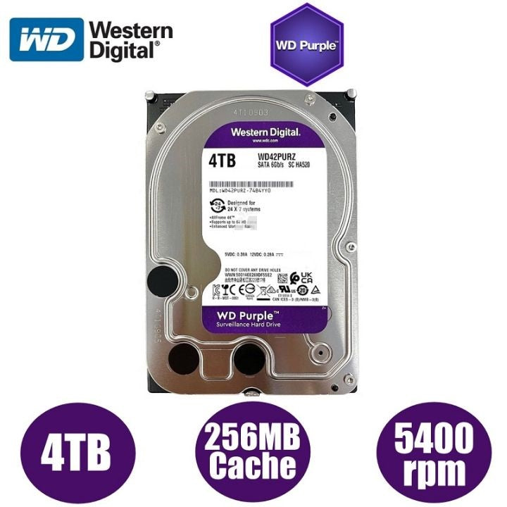 Western Digital 4TB WD42PURZ SATA Hard Drive for Surveillance Hikvision NVR/DVR