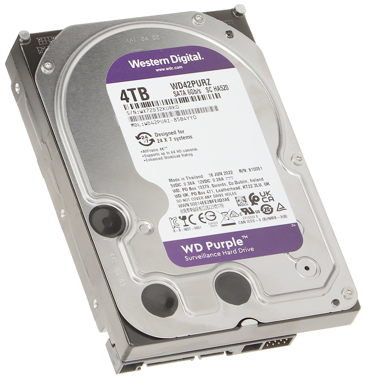 Western Digital 4TB WD42PURZ SATA Hard Drive for Surveillance Hikvision NVR/DVR